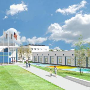 Nieuwbouw van een school en atletiekpiste te Sterrebeek ingang-thumbnail