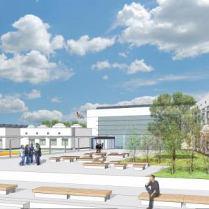 Nieuwbouw van een school en atletiekpiste te Sterrebeek straatkant-thumbnail
