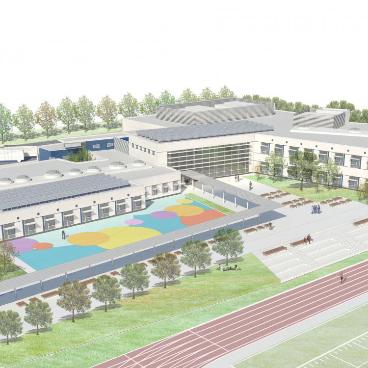 Nieuwbouw van een school en atletiekpiste te Sterrebeek